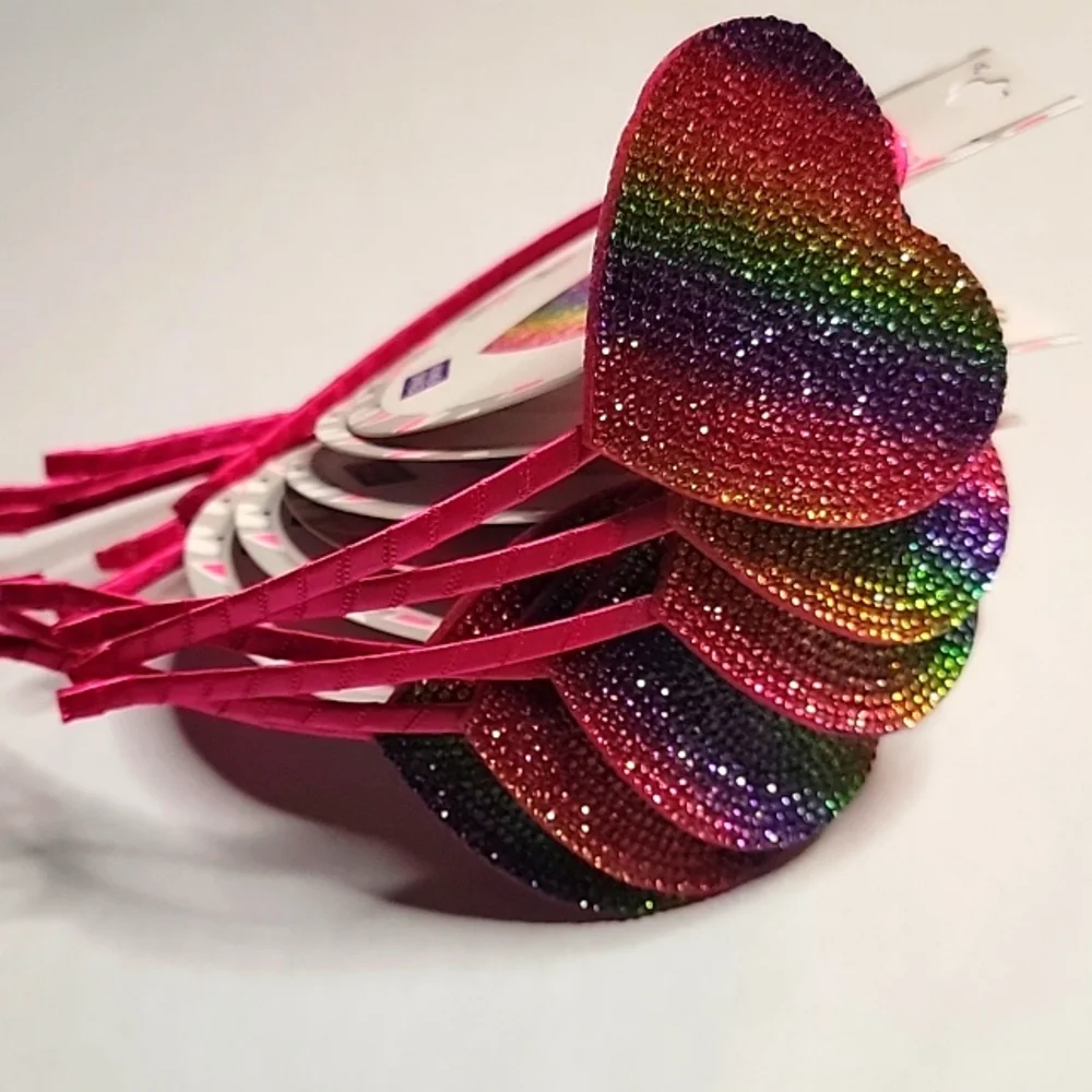 Girls sparkle heart headband pack of 6